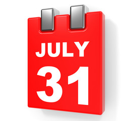 July 31. Calendar on white background.