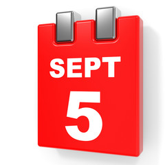 September 5. Calendar on white background.