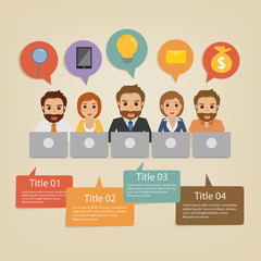 business people with infographic and icon.