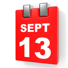 September 13. Calendar on white background.