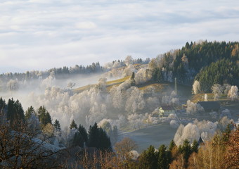 Reif und Nebel im Lavanttal / Kärnten / Österreich