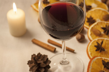 Mulled wine with orange and star anise