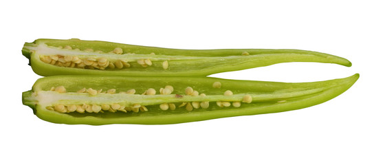 Green chilli on white background
