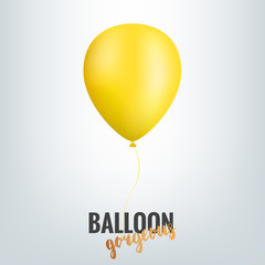 Festive yellow balloon. Realistic holidays balloons in a set