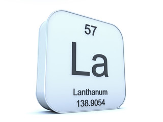 Lanthanum element on white square icon