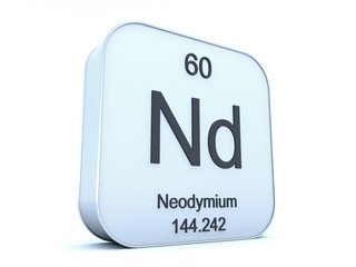 Neodymium element on white square icon