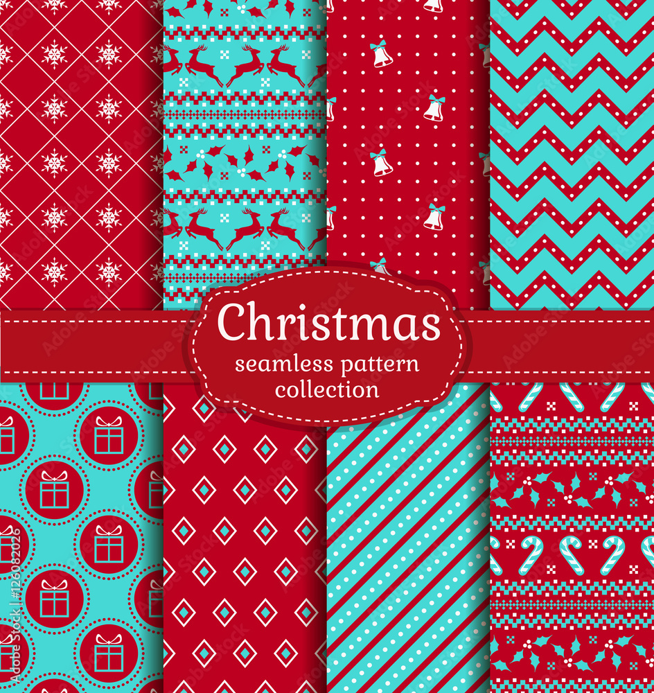 Wall mural Christmas seamless patterns. Vector set.