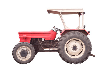 old style tractor isolated
