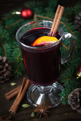 Christmas Mulled wine. Winter hot drink.