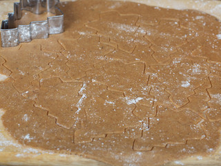 Roll out the dough cut Christmas figures