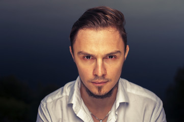 Portrait of stylish attractive man with beard