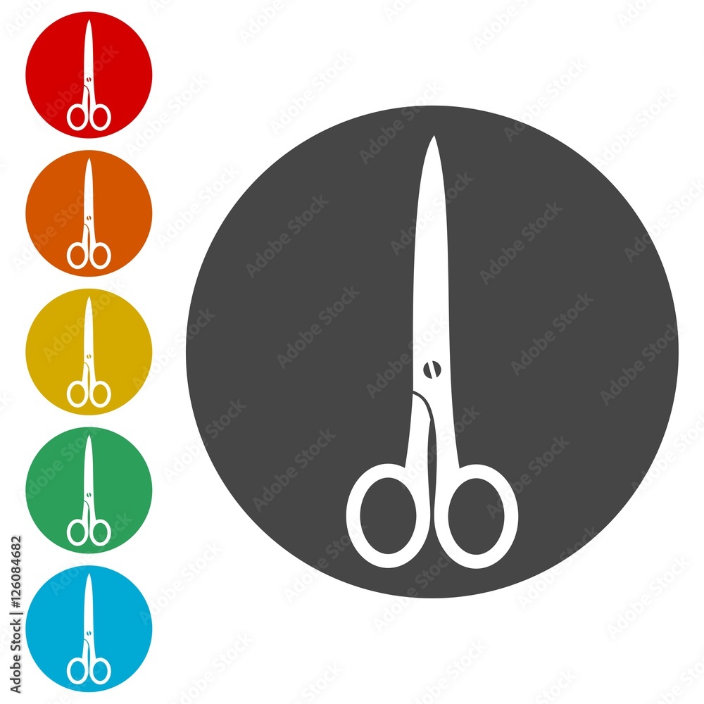 Poster scissors icons set