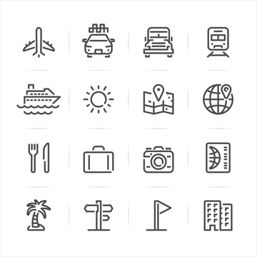 Travel and Vacation icons with White Background