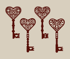 Collection of templates of decorative keys