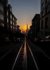 Fototapeta na wymiar Sunrise over the Tram Line