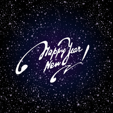 Christmas card with lettering "Happy New Year".