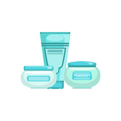 Set Of Specialized Dermatological Skincare Cosmetics Line For Skin Problems Treatment With Two Creams And A Lotion