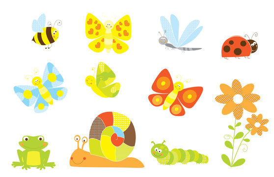 Cartoon insects and bugs colection / vector illustration for children