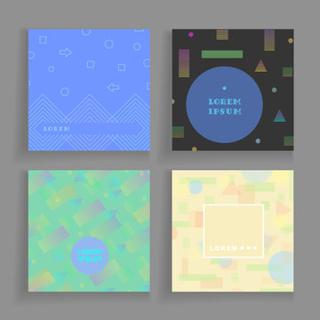 Geometry chaotic backgrounds set. Ready for covers, placards, posters, flyers and banner designs. Vector templates