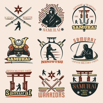 Samurai Colorful Emblems Set