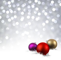 Naklejka na ściany i meble Luminous background with Christmas balls.
