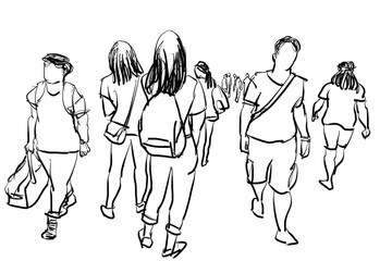 people walking isolated