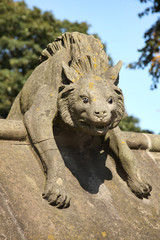 Fototapeta na wymiar Hyena Sculpture from the Animal Wall of Cardiff Castle