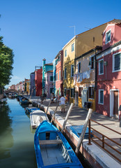 Fototapeta na wymiar Brightly painted houses of Burano Island. Venice. Italy.