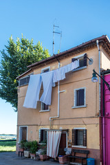 Brightly painted houses of Burano Island. Venice. Italy.