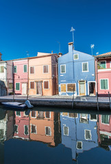 Brightly painted houses of Burano Island. Venice. Italy.