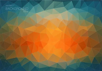 Poster Abstract triangle backgound for web. Blue and orange Art backgound with triangle shapes. © igor_shmel