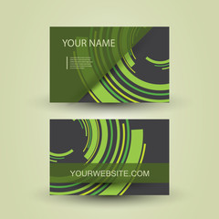Business Card Design with Green Abstract Pattern