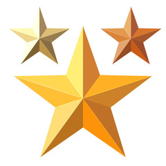 Vector illustration of a set of gold stars. Cartoon style gold s
