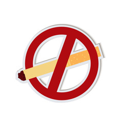 Vector illustration of sign smoking ban. Cardboard style sign
