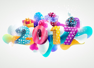 Christmas colorful card. Realistic vector design.