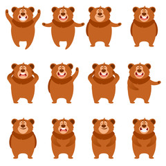 Set of flat bear icons
