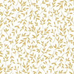 Golden leaves seamless pattern