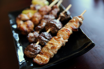 Mix yakitori pork and chicken