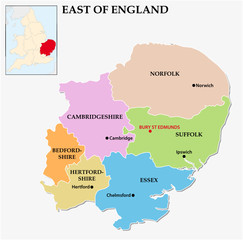 east of england administrative map
