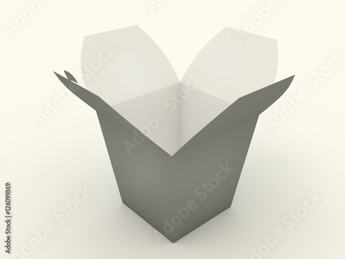 Download "Wok opened carton box mockup with clear gray blank for design on a white isolated background ...