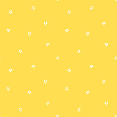 cute lovely white flowers on yellow background seamless vector pattern illustration

