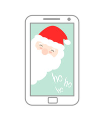 cute cartoon phone with santa claus vector christmas illustration

