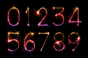digit set of firework sparklers