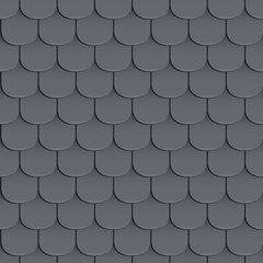 Shingles roof seamless pattern. Black color. Classic style. Vector illustration