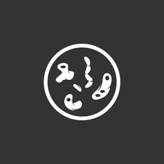 Bacteria logo on black background. Vector icon