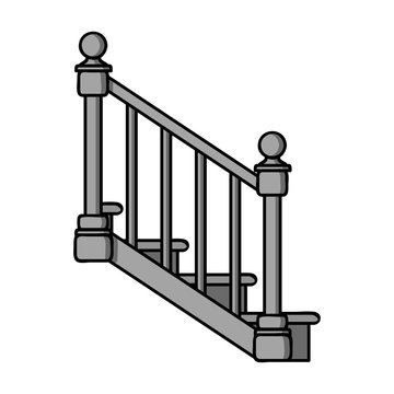 Stairs icon in monochrome style isolated on white background. Sawmill and timber symbol stock vector illustration.