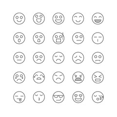 Emoticon faces icons, simple minimal thin line vector design