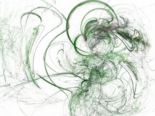 Abstract fractal with green chaotic curved lines