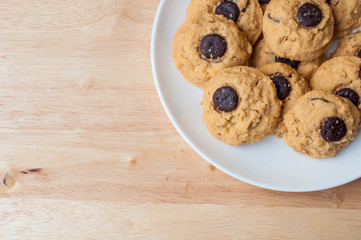 Butter Cookie and milk on wooden table
