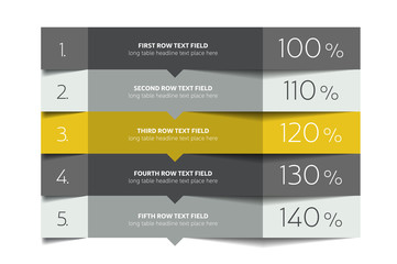 Naklejka premium Table template. Schedule table. 3D table. Business table. Brochure table, schedule. Minimalistic table.